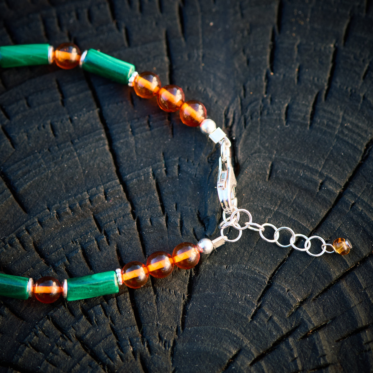 Bracelet en Ambre et Malachite