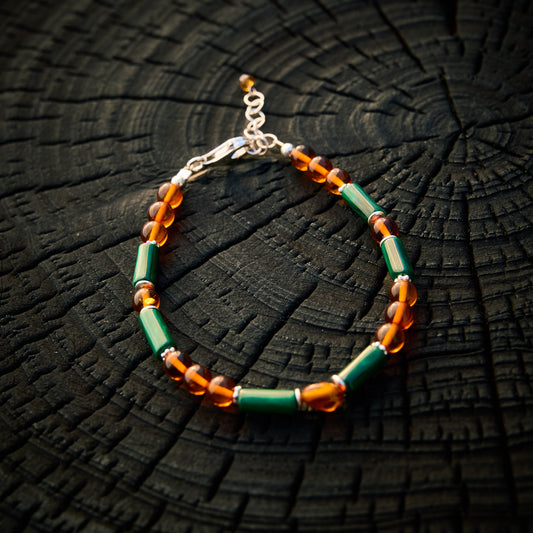 Bracelet en Ambre et Malachite